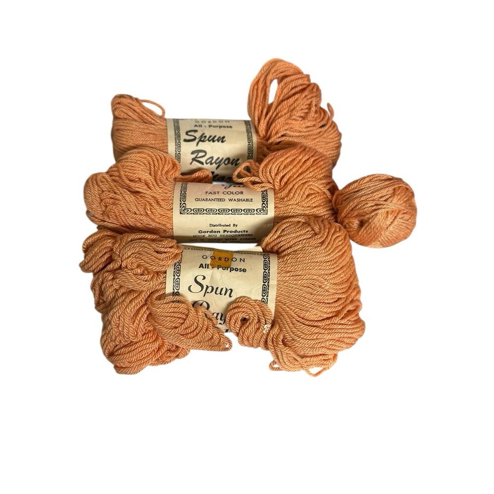 Vintage Rare Gordon All Purpose Spun Rayon Yarn Lot Of 3 Salmon Pink